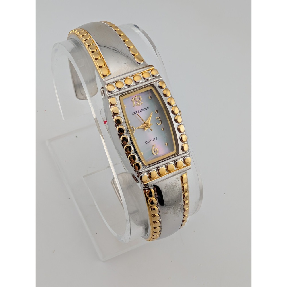 Concepts Watch‎ Women 19mm Case Two Tone Bangle Band MOP Dial- New Battery